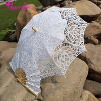 Handmade Bridal Battenburg Lace Parasol and Fan set - Wedding Bride Umbrella for Photograph Shoot