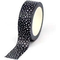 NEW 1PC. Decorative Cute White Dots on Black Washi Tapes DIY Journaling Adhesive Masking Tape Kawaii Stationery Supplies