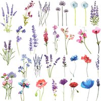 3D Watercolor Lavender Flower Temporary Tattoos For Women Body Art Arm Fake Flora Adults Tattoo Sticker Waterproof Girls Tatoos