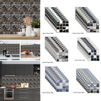 10pcs/set Mosaic Tile Wall Stickers Transfers Cover Home Decor For Kitchen Living Room Floor Wall Poster Peel & Stick Wallpaper