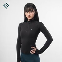Women's Long Sleeve Workout Top Zipper Yoga Sportswear Fitness Running Training T-Shirt Breathable Quick-Dry Stretchy Activewear
