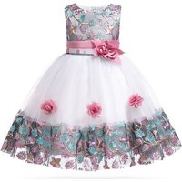 Sommer Kinder Mädchen Kleid Stickerei Blume Mädchen Geburtstag Party Kleider Kinder Prinzessin Prom Kostüme Formelle Kleidung 3-8 Jahre