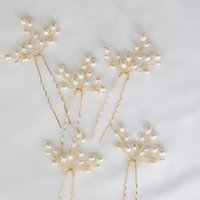 SLBRIDAL Handmade Freshwater Pearls Bridal Hair Pins Set Wedding Hair Stickers Hair Accessories Bridesmaids Women Gilrs Jewelry