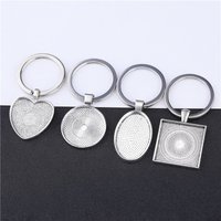 JUYA 10pcs/lot Cabochon Blank Keychain Pendant Base Handmade Key Chain Keyring For Pendant Necklace DIY Jewelry Making Findings