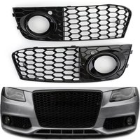 for Audi A4 B8 RS4 2009 2010 2011 2012 Honeycomb Mesh Fog Light Open Vent A4 Grille Intake Cover 8KD807682 8KD807681 Grill Parts