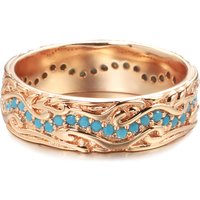 Kinel Trendy 585 Rose Gold Full Circle Ring Exquisite Turquoise Stackable Finger Ring For Women Fine Vintage Jewelry 2021 New