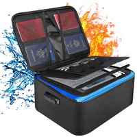 Fireproof & Water-Resistant Document Organizer Bag 4-Layer Large Space,File Storage Case with Lock Safe for Important Documents