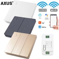AXUS Tuya Wall Smart WiFi Push Button Switch RF 433Mhz Light Switch Wireless Remote Controller Relay Module Google Home Alexa