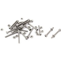Promotion! M2 x 20mm Long Hex Socket Knurled Cap Screws Bolts Nuts Set 20Pcs