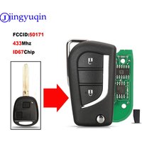 jingyuqin Modified Flip 2 Buttons Remote Key Fob 433MHz 4D67 Chip For Toyota Prado 120 RAV4 Kluger FCC ID: 50171