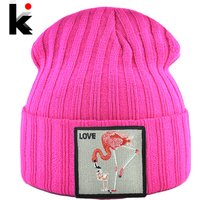 Skullies Beanies Women Autumn Winter Streetwear Knit Beanies Hat Men Knitted Solid Color Bonnet Gorras With Embroidery Patch Cap