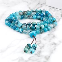 9 Styles Men 108 Beads Mala Bracelets 6mm Natural Stone Agates Prayer Beaded Necklace Bangles for Women Jewelry Tibetan Buddhist