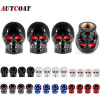 AUTCOAT 4Pcs/Set Universal Car Skull Style Antirust Copper Core Motorcycle Bike Car Wheel Tyre Tires Valve Stem Caps