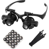 Watch Repair Magnifier Loupe Jeweler Magnifying Glasses Tool Set with LED Light 2.5X/4X/6X/8X/10X/15X/20X/25X
