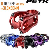 PETK CNC Mountain Bike Riser Ultra Light Hollow Out Bicycle Short Stem 0 Degrees 31.8 * 50mm Bicycle Refitting Parts