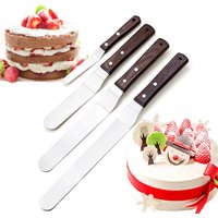 FAIS DU 4 6 8 10 pouces spatule outils de décoration de gâteau en acier inoxydable avec manche en bois couteau à crème spatule pour gâteau glaçage plus lisse