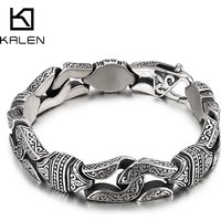 Kalen Retro Style 14mm Men's Totem Bracelet 316L Stainless Steel Wristband Jewelry Party Accessories