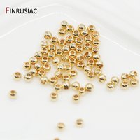 14K Gold Plated Round Smooth Ball Spacer Beads For Jewellery Making Supplies, Brass Separators Beads For DIY Needlework Craft