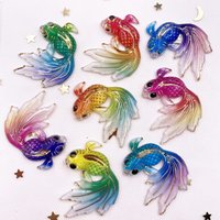 New 8pcs Resin Shiny Colorful Goldfish Buttons Flatback Rhinestone Scrapbook 1 Hole Wedding Applique DIY Ornaments Craft G58