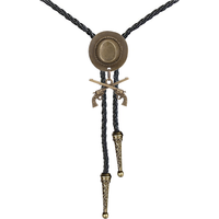 Western cowboy double gun hat bolo tie riding fashion accessories metal bolo tie