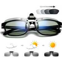 VIVIBEE Polarized Square Fishing Flip Up Clip on Sunglasses Men Photochromic Aviation UV400 Sun Glasses for Night Vision Lens