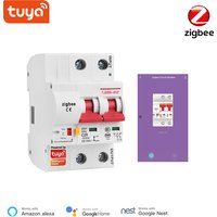Smart Zigbee Circuit Breaker 2P Automatic Switch Overload ShortCircuit Protection SmartThings Alexa Google Compatible Zigbee MCB