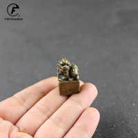 Solid Pure Brass Small Pixiu Seal Statue Chinese Feng Shui Lucky Home Decorations Ornaments Lovable Animal Figurines Desk Decor