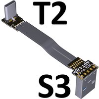 USB Type-C Ribbon Cable Flat EMI shielding FPC Cable USB 3.0 Type C 90 degree Angle Connector up downward 5cm-3m USB 3.1