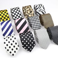 New Design Men's Skinny Tie Colorful Notes Printed Dot Striped Leopard Polyester 5cm Width Necktie Party Gift For Men Accessory