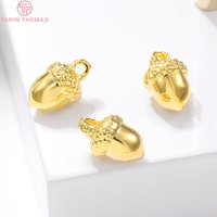(492)10PCS 6x10MM Hole 1.5MM 24K Gold Color Brass Pinecone Charm Pendants for DIY Jewelry Making Findings Accessories