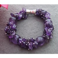 YYGEM Natural Purple Amethyst Multi shape Bracelet
