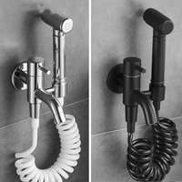 Black Bidet Faucet Set Brass Mop Slot Tap Single Cold Water Toilet Shower Corner Valve Handheld Chrome Bidets Shower Spray Gun