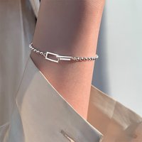 VENTFILLE 925 Sterling Silber Geometrische Quadrat Runde Perle Armband Für Frauen Persönlichkeit Temperament Einfache Hand Schmuck Party