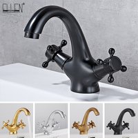 Antiker Wasserhahn, Warm- und Kaltwasserkran, Bronze, gebürstet, Waschbecken-Wasserhahn, Schwarz, Badezimmer, Schwan, Vintage-Waschtischmischer, Kran