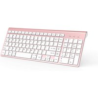 Wireless Bluetooth Keyboard, 2.4 GHz Connection Technology, Ergonomic Design, Suitable For PC Computers (Pink--Blue--Silver)。
