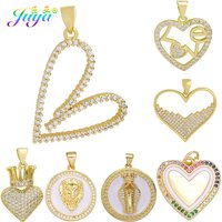 Juya Handmade Cubic Zircon Creative Enamel Leopard Lion Star Evil Eye Love Heart Charms For DIY Fashion Bracelet Necklace Making