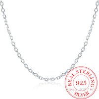40-60cm Women's Neck Chain 925 Sterling Silver Flat ROLO Chain Clavicle Necklace Charm 2MM Wide Silver Necklace Bijoux Femme