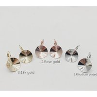 Ms.Betti 12mm Rivoli Earrings Findings 1122 Austrian Crystal Copper Settings With French Lever Back For Jewelry DIY Making image 4