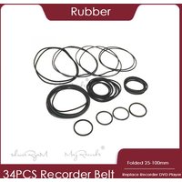 1 Pack/34Pcs 25-100mm Rubber Belt Replace Recorder DVD Player Repeater Walkman CD/DVD drive
