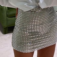 BKLD 2026 Fashion Women Spring New Solid Color Silver Sequin Stitching Casual Mesh Slim Bodycon Mini Skirt Sexy Club Outfits