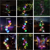 Carillon éolien solaire LED boule de cristal colibri carillon éolien lumière couleur changeante étanche suspension lumière solaire pour la maison jardin