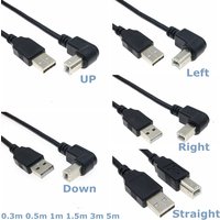 USB 2.0 A to B Type Male to Male 90 Degree UP, Down, Left and Right Corner Cable For Canon Epson HP ZJiang Label Printer DAC