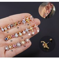 Ear Cartilage Helix Screw Back Earring Stud Stainless Steel Tragus Rook Conch Ear Piercing Jewelry
