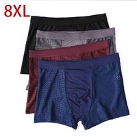 L-8XL Plus Banboo Fiber Men Underwear Male boxer Solid Panties Shorts Men's Underpants Breathable Intimate Man boxers 4pcs image 4