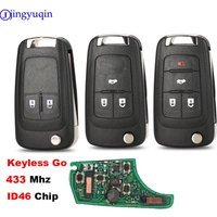 Jingyuqin Keyless Go Auto Full Smart Remote Flip Key für Chevrolet Cruz Aveo Camero Malibu Buick Verano Encore 433Mhz ID46 Chip
