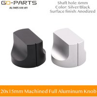 20x15mm Black Silver Machined Solid Full Aluminum Volume Knob For Guitar AMP CD Player DAC Tube AMP Potentiometer 6mm 6.4mm Hole