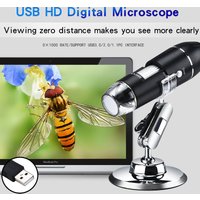 1000X HD Digital USB Microscope Handheld Portable Digital Microscope USB Interface Electron Microscopes with 8 LEDs with Bracket