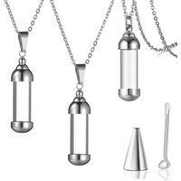 Stainless Steel Glass Openable Container Vial Tube Urn Keepsake Cremation Ashes Holder Memorial Pendant Necklace Jewelry