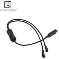 Y Splitter USB Fan Adapter Cable Speed 5V 12V Step-Up USB to Fan Dual 3Pin 4Pin PC Sleeved Power Cable 57 colors Sleeve Switch