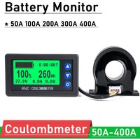Battery Monitor Hall Coulomb Meter DC 8-100V 100A - 400A Lifepo4 lead-acid Li-ion lithium capacity power display 12V 24V 36V 48V
